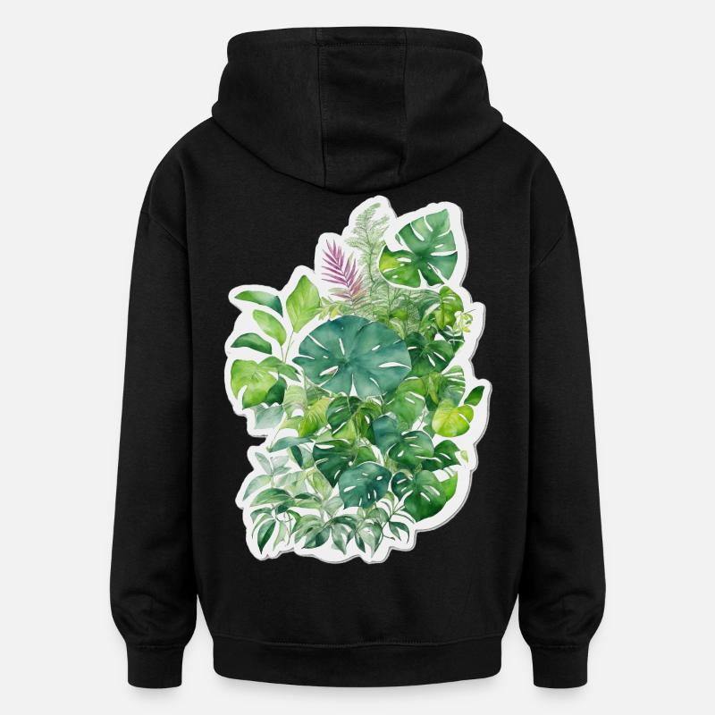 Feuilles de jungle - Sweat à capuche oversize unisexe - noir