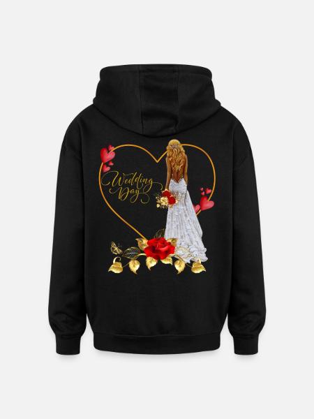 Red Rose Wedding Day - Oversized Unisex Hoodie - black
