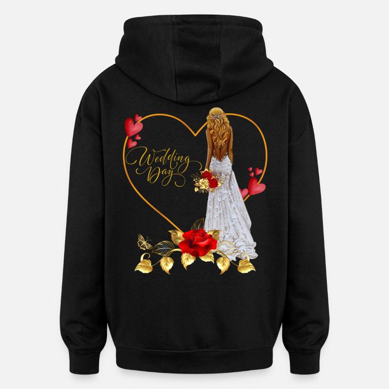 Red Rose Wedding Day - Oversized Unisex Hoodie - black
