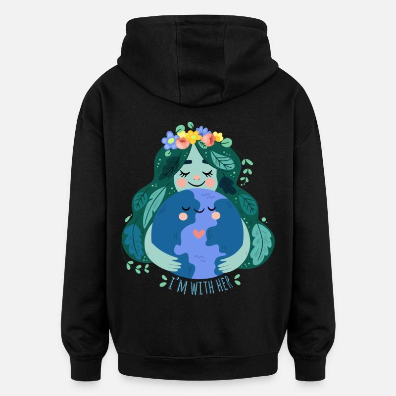 Cadeau nature environnement terre mère - Sweat à capuche oversize unisexe - noir