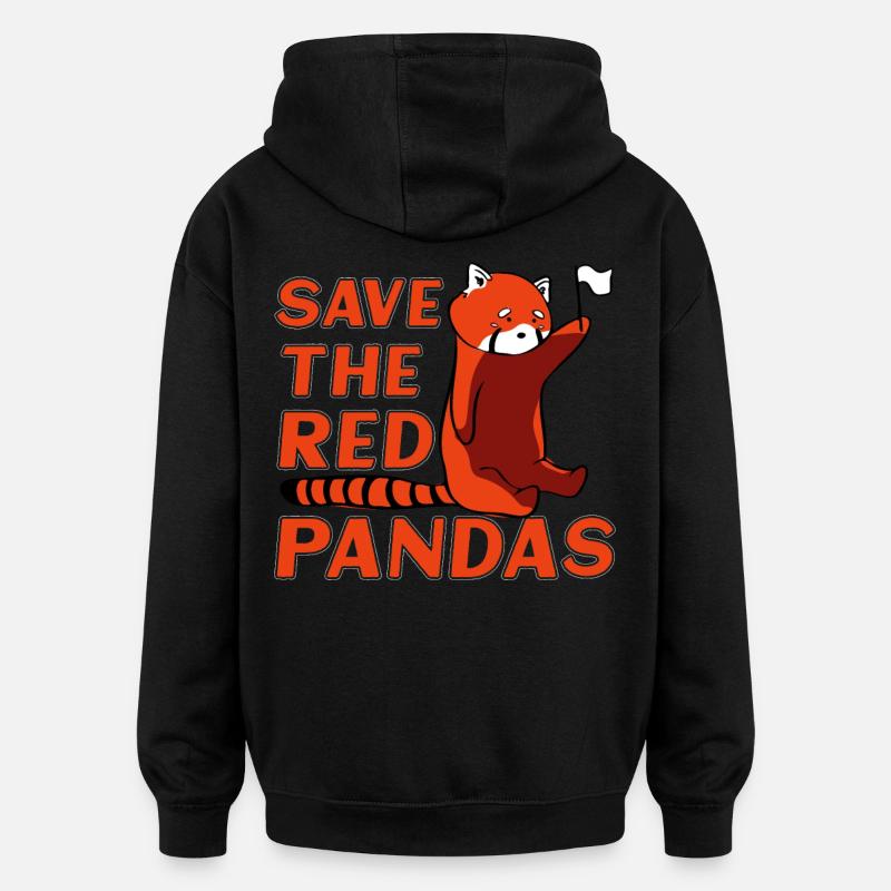 Save the Red Pandas - Oversized Unisex Hoodie - black