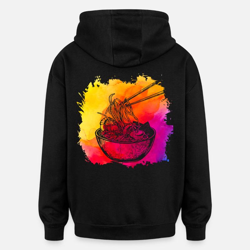 Ramen Rétro - Sweat à capuche oversize unisexe - noir