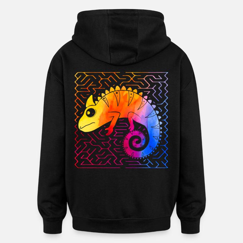 Caméléon - Sweat à capuche oversize unisexe - noir