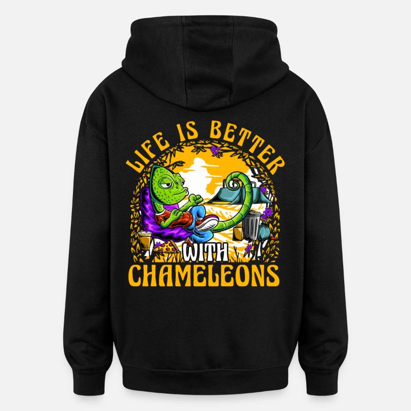 Life is better with Chameleon - Oversized Unisex Hoodie - black
