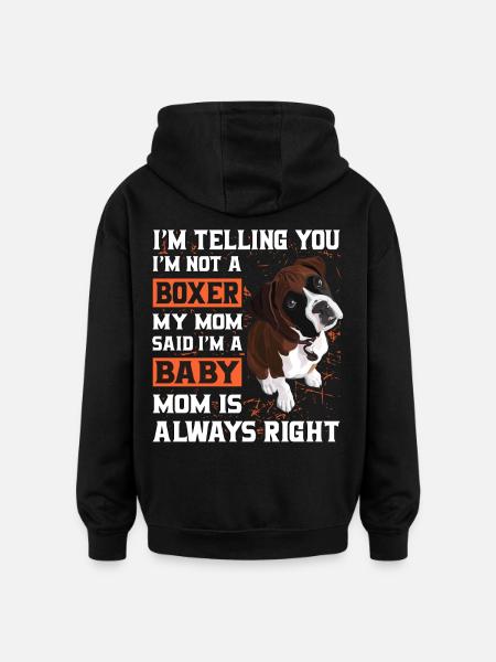 Boxer Bébé Boxer Maman - Sweat à capuche oversize unisexe - noir