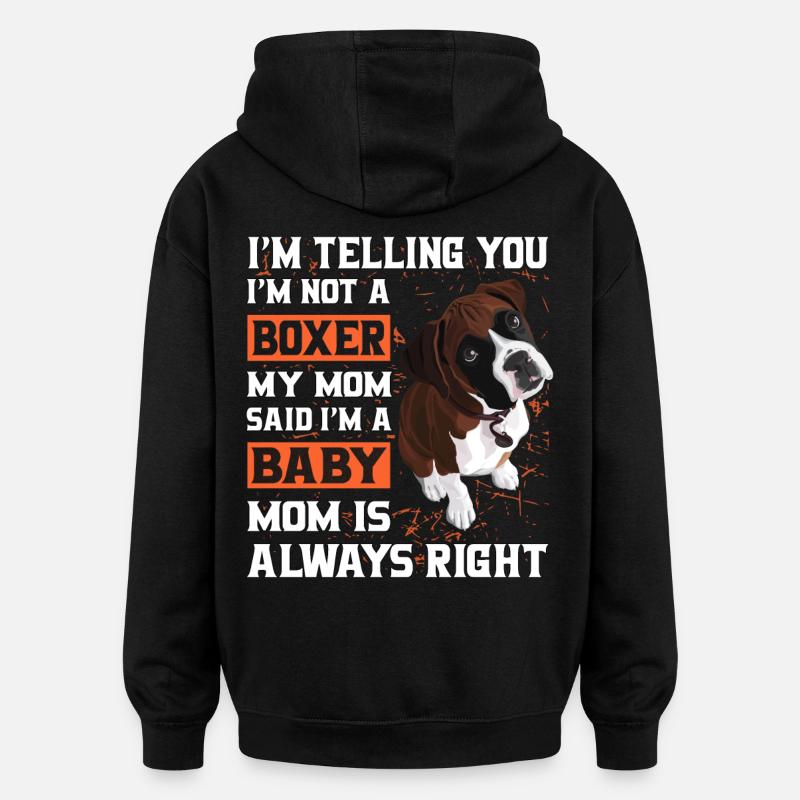 Boxer Bébé Boxer Maman - Sweat à capuche oversize unisexe - noir