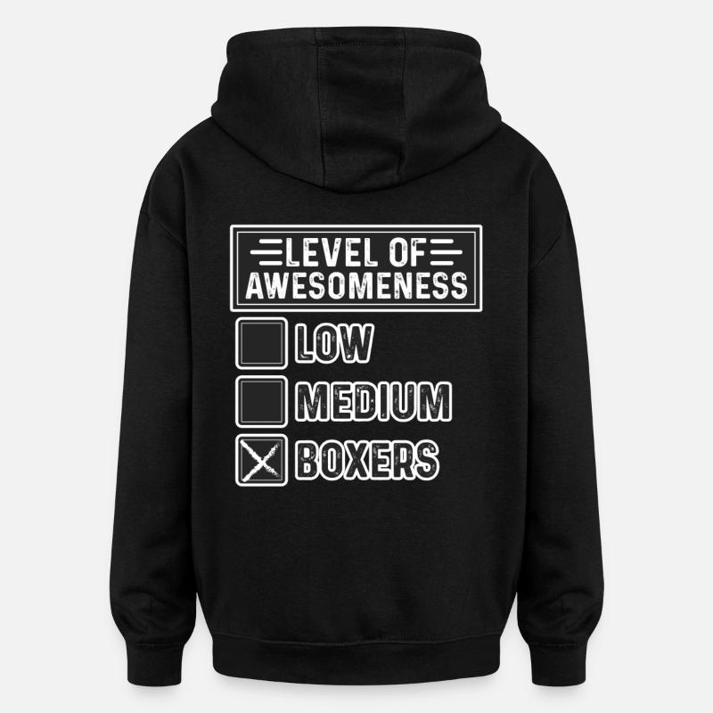 Niveau de génialité Boxer - Sweat à capuche oversize unisexe - noir