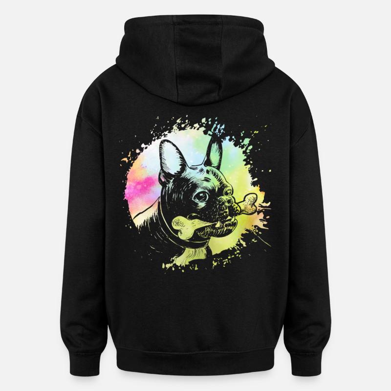 Bouledogue français - Sweat à capuche oversize unisexe - noir