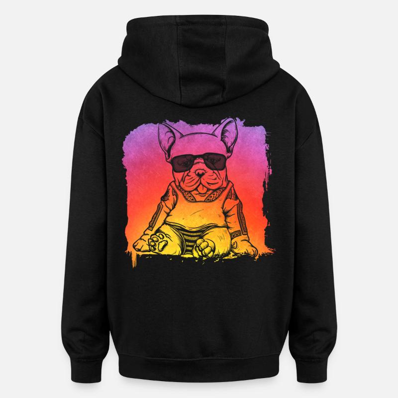 Bouledogue français - Sweat à capuche oversize unisexe - noir