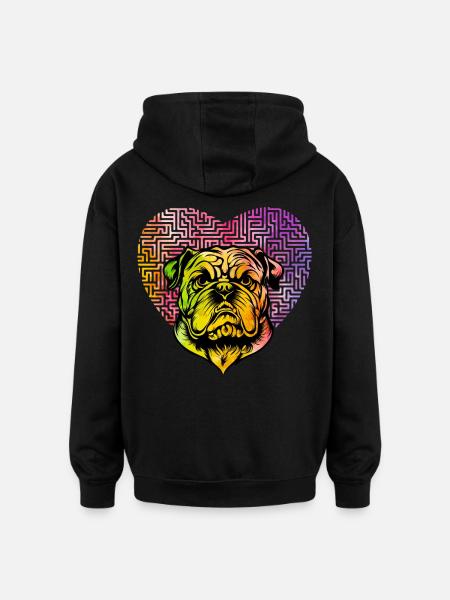 Bouledogue anglais Rétro - Sweat à capuche oversize unisexe - noir