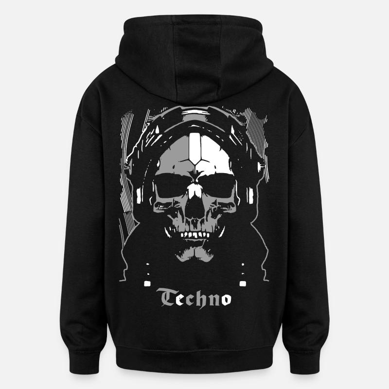 Futuristic Techno Skull - Oversized Unisex Hoodie - black