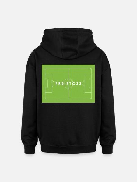 FREISTOSS - Fußball Statement - Oversized Unisex Hoodie - Schwarz