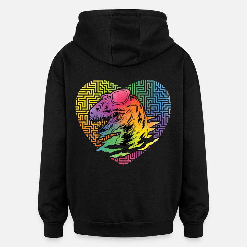 Hipster dinosaure - Sweat à capuche oversize unisexe - noir