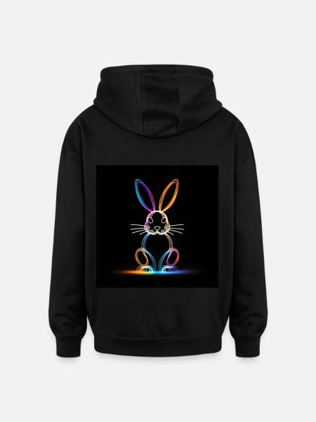 Glowing Rabbit - Oversized Unisex Hoodie - black