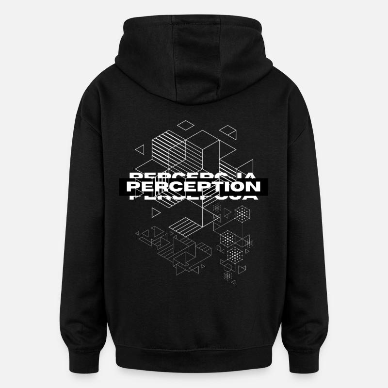 Perception Géométrie Mystique - Sweat à capuche oversize unisexe - noir