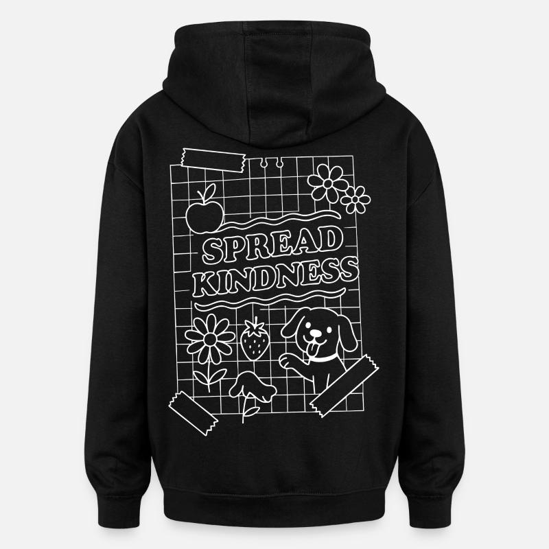 Répandre la gentillesse (blanc) - Sweat à capuche oversize unisexe - noir