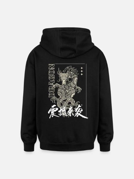 Mystic Dragon with Lettering - Oversized Unisex Hoodie - black