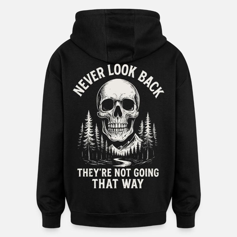 Skull Forest Never Back - Oversized Unisex Hoodie - black