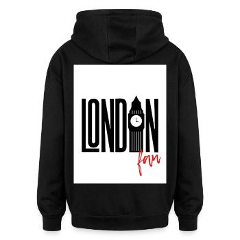 London Fan - Oversized Unisex Hoodie - Schwarz - Hinten - Noah (186cm)