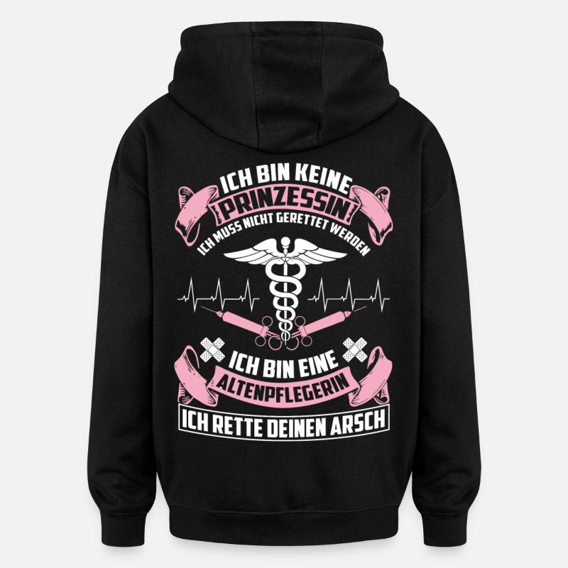 Altenpflegerin - entretien - Sweat à capuche oversize unisexe - noir