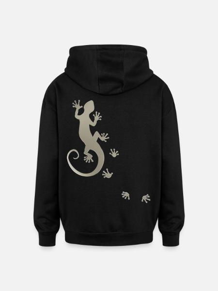 running gecko silver - Oversized Unisex Hoodie - black