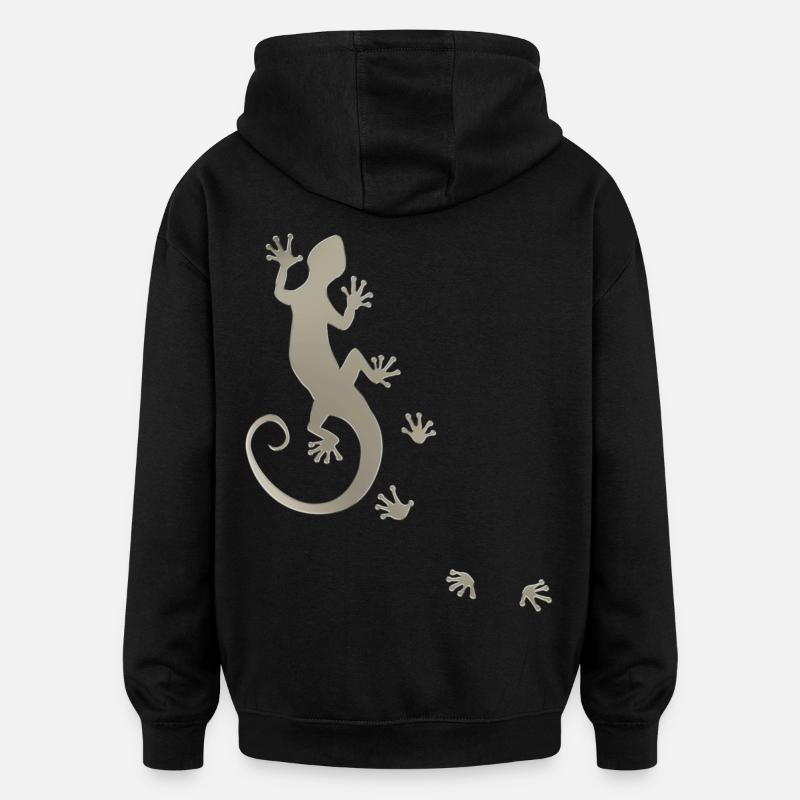gecko courant argent - Sweat à capuche oversize unisexe - noir