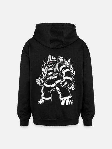 Pompier monstre - Sweat à capuche oversize unisexe - noir