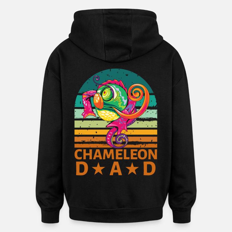 Papa caméléon - Sweat à capuche oversize unisexe - noir