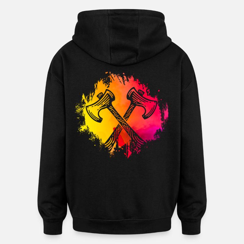 Axe Throw Retro - Oversized Unisex Hoodie - black