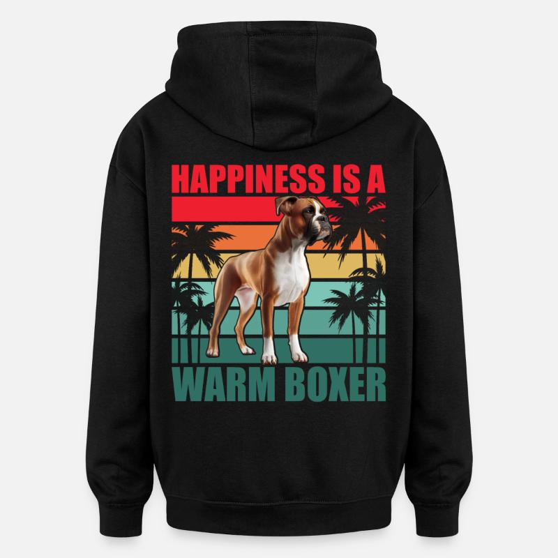 Happiness is a warm Boxer - Oversized Unisex Hoodie - black