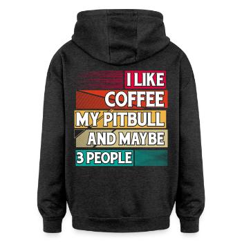 J’aime le café mon Pitbull et peut-être 3 personnes - Sweat à capuche oversize unisexe - charbon - Dos - Noah (186cm)