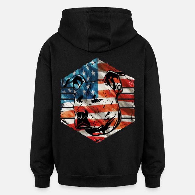 Pitbull États-Unis - Sweat à capuche oversize unisexe - noir