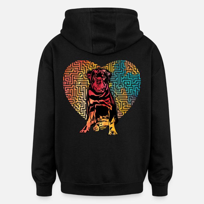 Rottweiler Rétro - Sweat à capuche oversize unisexe - noir