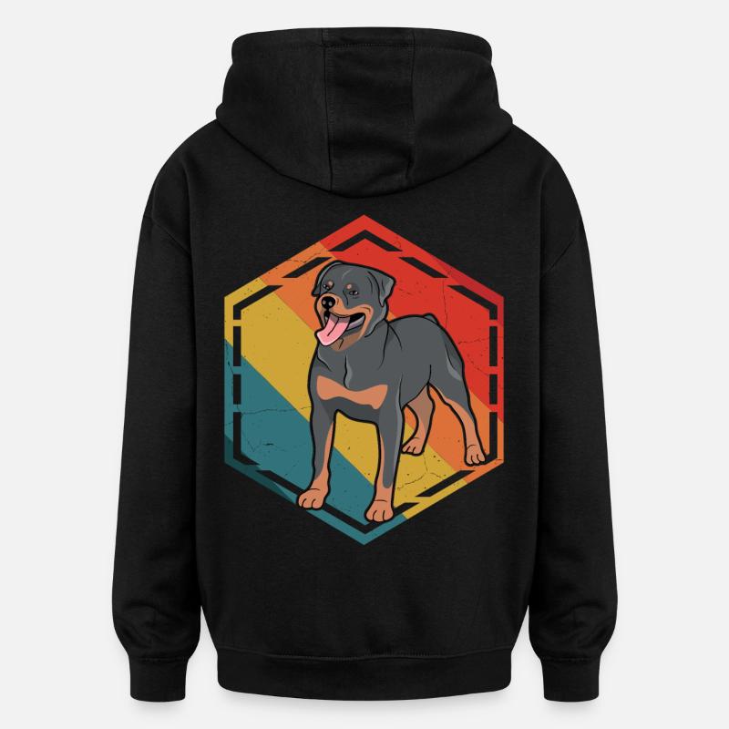 Rottweiler Rétro - Sweat à capuche oversize unisexe - noir