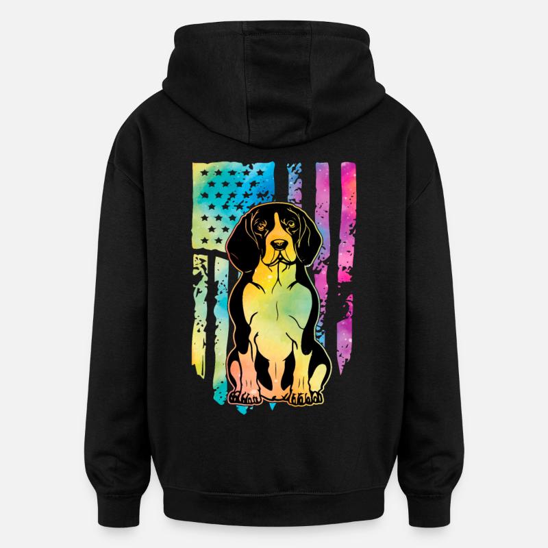 Beagle États-Unis - Sweat à capuche oversize unisexe - noir