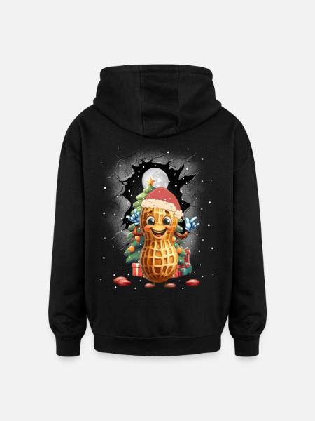 Peanut Peanuts Santa Xmas Christmas - Oversized Unisex Hoodie - black