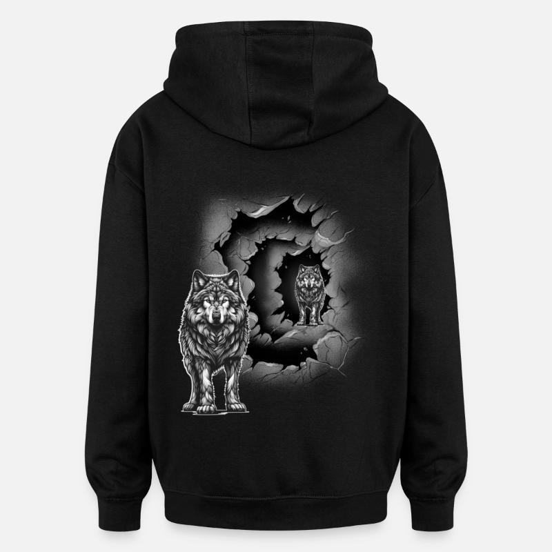 Loup - Sweat à capuche oversize unisexe - noir