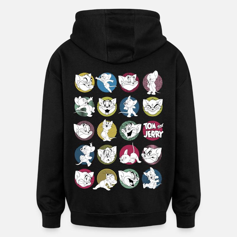 Tom och Jerry ikoniska uttryck med logotyp - Oversized luvtröja unisex - svart