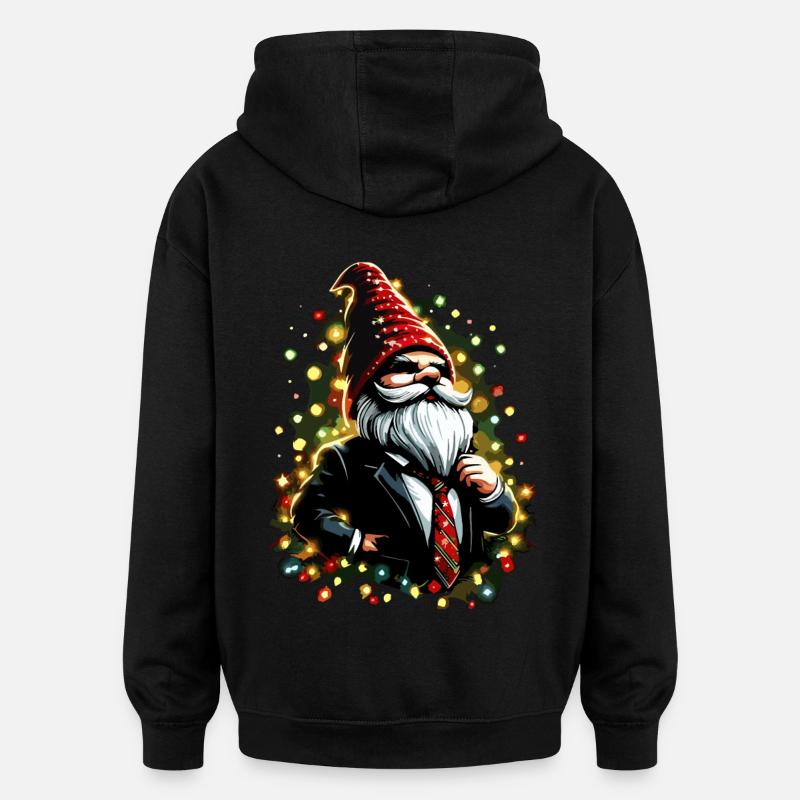 Chef gnome avec guirlandes lumineuses - Sweat à capuche oversize unisexe - noir