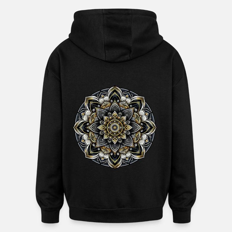 Mandala Harmonie Moderne Géométrie Art - Sweat à capuche oversize unisexe - noir