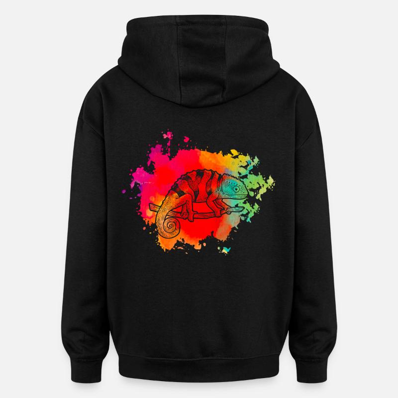Chamäleon Retro - Oversized Unisex Hoodie - Schwarz