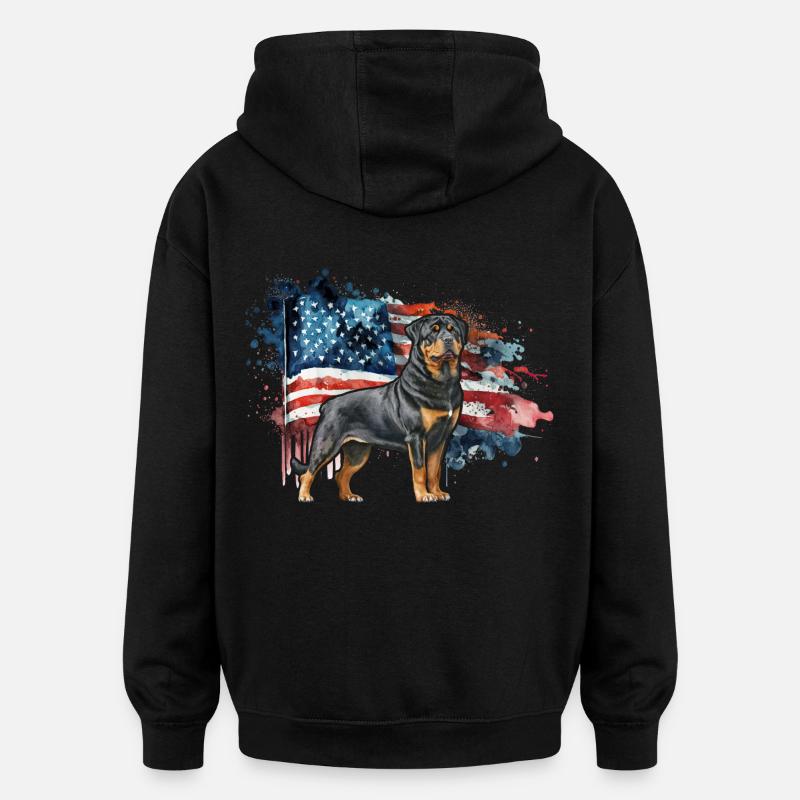 Rottweiler États-Unis - Sweat à capuche oversize unisexe - noir