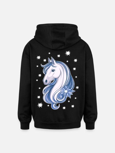 Pferd mit Sternen - Oversized Unisex Hoodie - Schwarz
