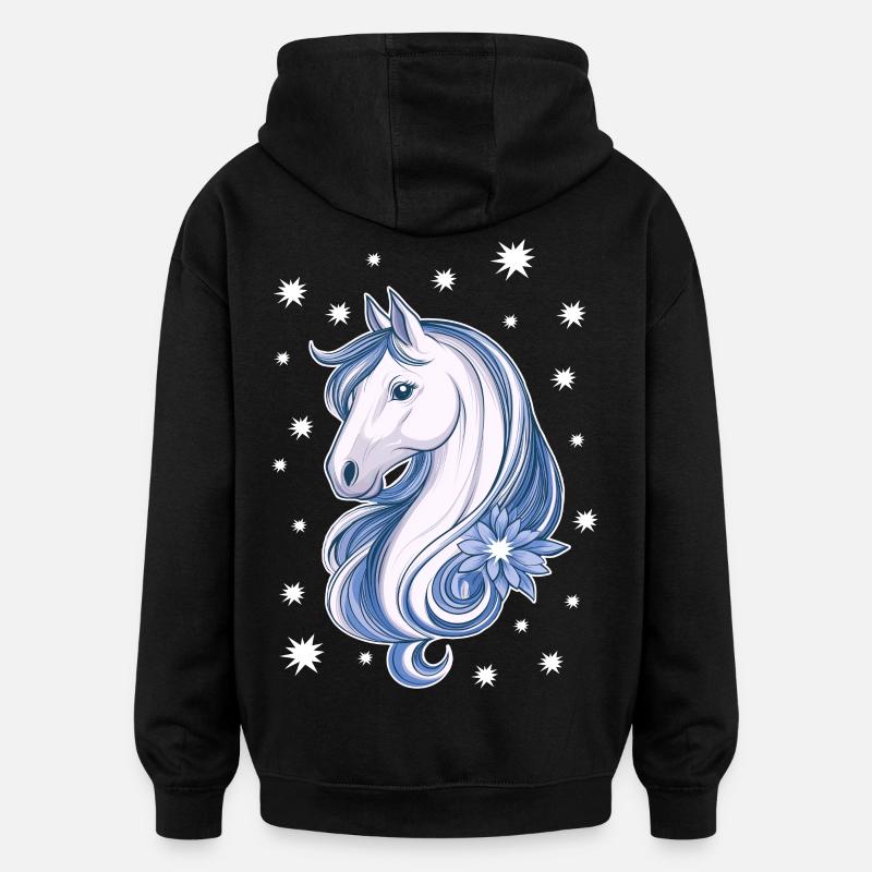 Cheval avec des étoiles - Sweat à capuche oversize unisexe - noir