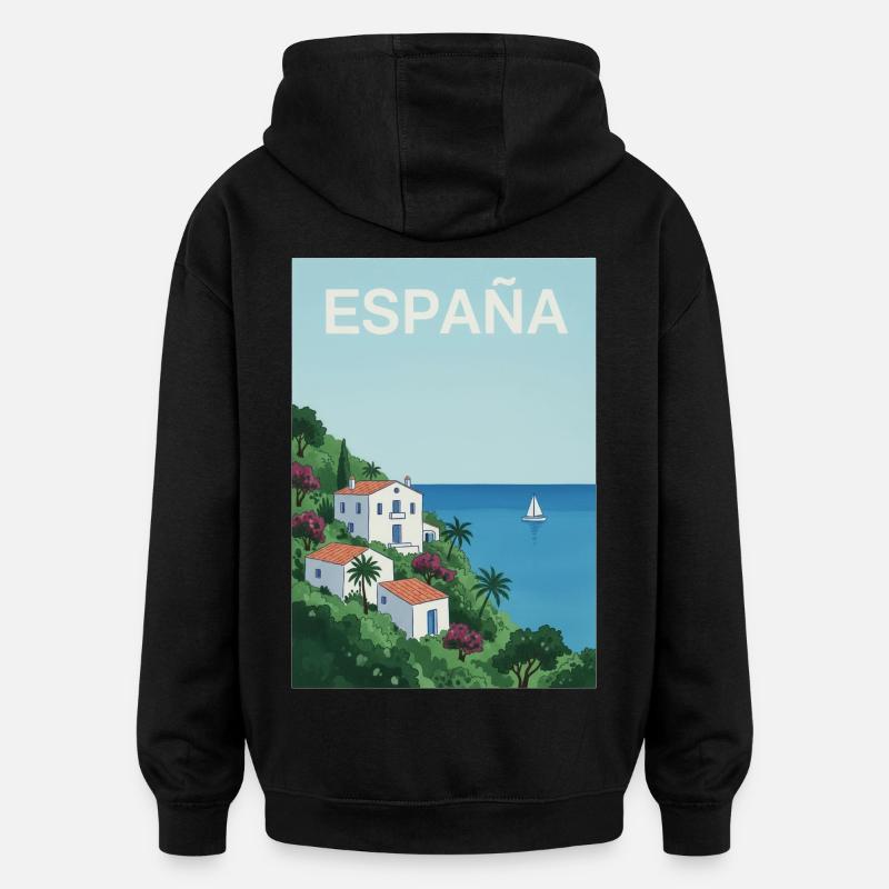 Idylle côtier espagnol - Sweat à capuche oversize unisexe - noir