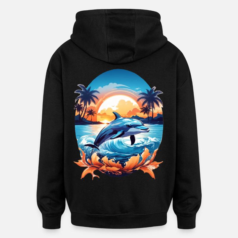 Dauphin - Sweat à capuche oversize unisexe - noir