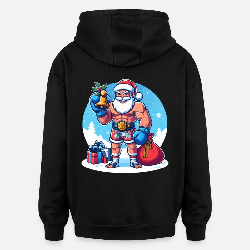 Muay Thai Noël - Sweat à capuche oversize unisexe - noir