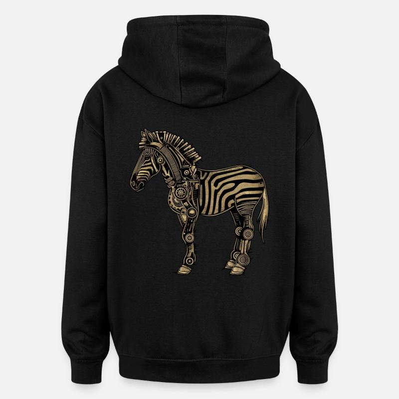 Zebra Steampunk - Oversized Unisex Hoodie - black