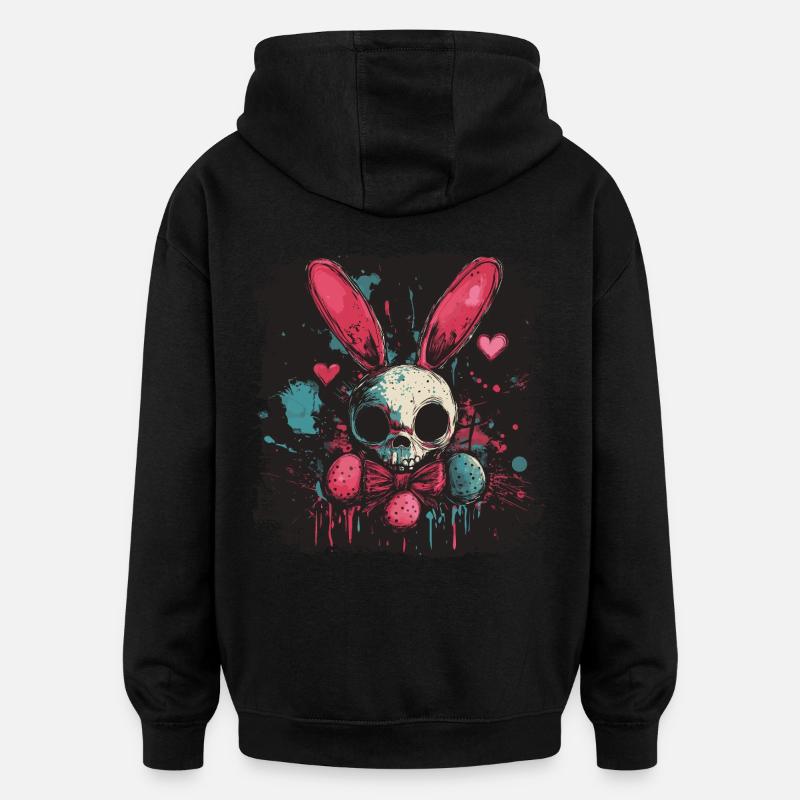 Cute Creepy Easter Bunny - Oversized Unisex Hoodie - black