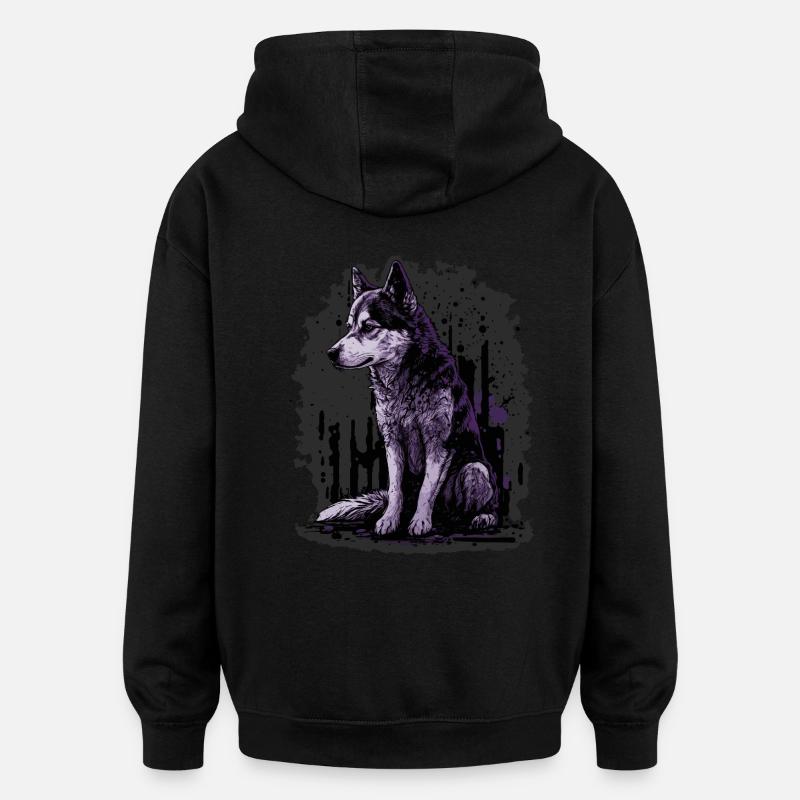 Husky Hund - Oversized Unisex Hoodie - Schwarz